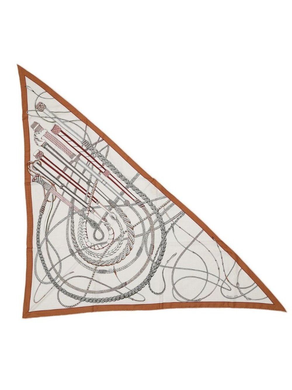 Hermes Shawl Triangle Jian Whip and Grip Fouets Et Badines Cashmere Silk Scarf